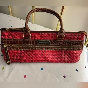 Samantha Brown Insulated Wine Purse Bag Red Weave Design